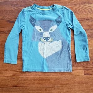 Kids 5T Tea brand wolf long-sleeved shirt